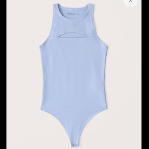 Abercrombie and Fitch Blue Seamless Fabric Scuba Cutout Bodysuit (M)